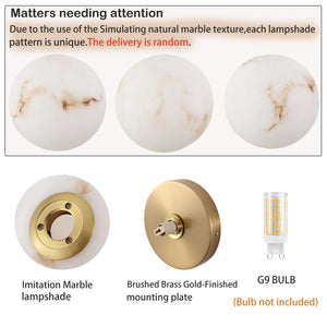 Gold Globe Wall Sconce with Marble Resin Shade