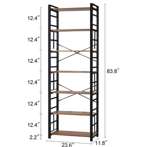 7-Tier Industrial Bookshelf 84"