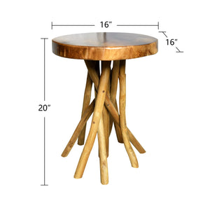 Teak Wood Stick Leg End Table