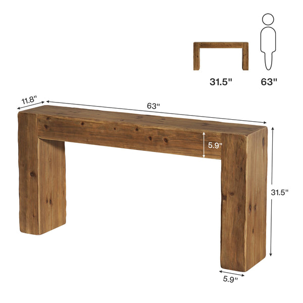Solid Wood Farmhouse Console Table 63 Inch