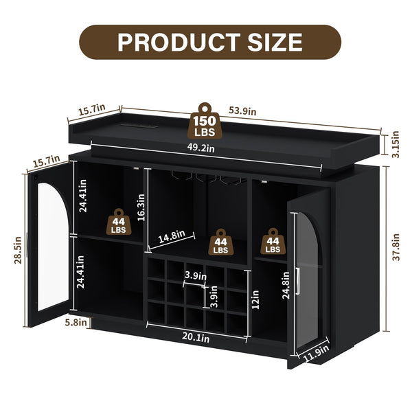 Bar Cabinet with LED Light & Power Outlet