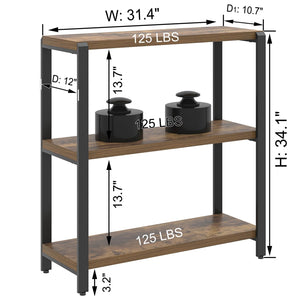 3-Tier Metal & Wood Bookshelf