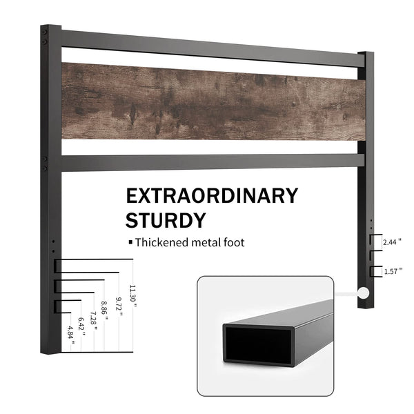 Wooden Headboard with Metal Slats