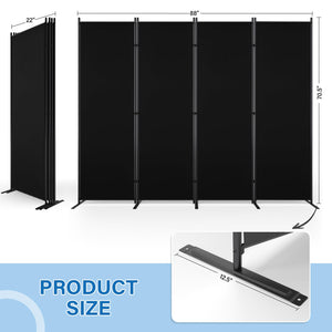 4-Panel Room Divider, 6 ft Folding Privacy Screen