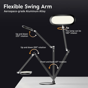 LED Desk Lamp with 3D Ambient Light & Adjustable Swing Arm