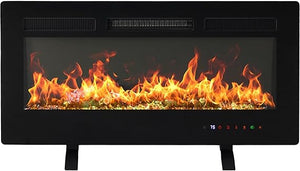 Electric Fireplace Wall Mounted Recessed Freestanding with Remote