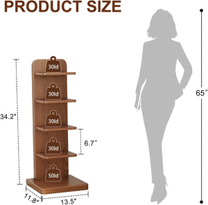 5-Tier Solid Wood Narrow Bookshelf
