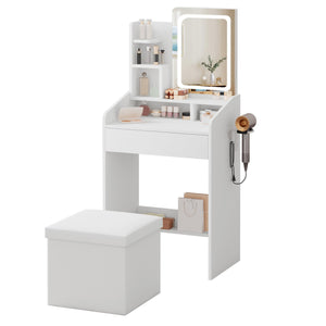Small Vanity Set with Lighted Mirror & Power Station