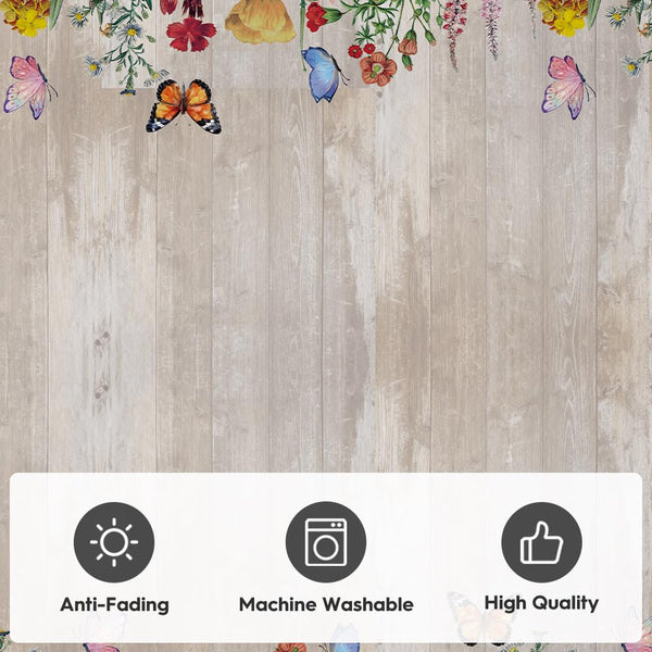 Spring Floral Washable Area Rug – Low Profile Indoor Rug