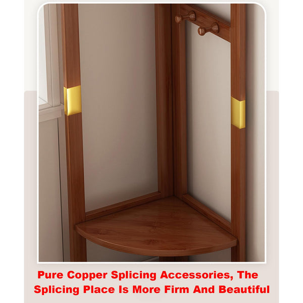 Corner Coat Rack with Storage Basket & Hooks