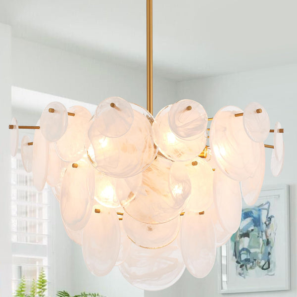 28-Inch Modern Glass Chandelier – 3-Tier Pendant Light Fixture