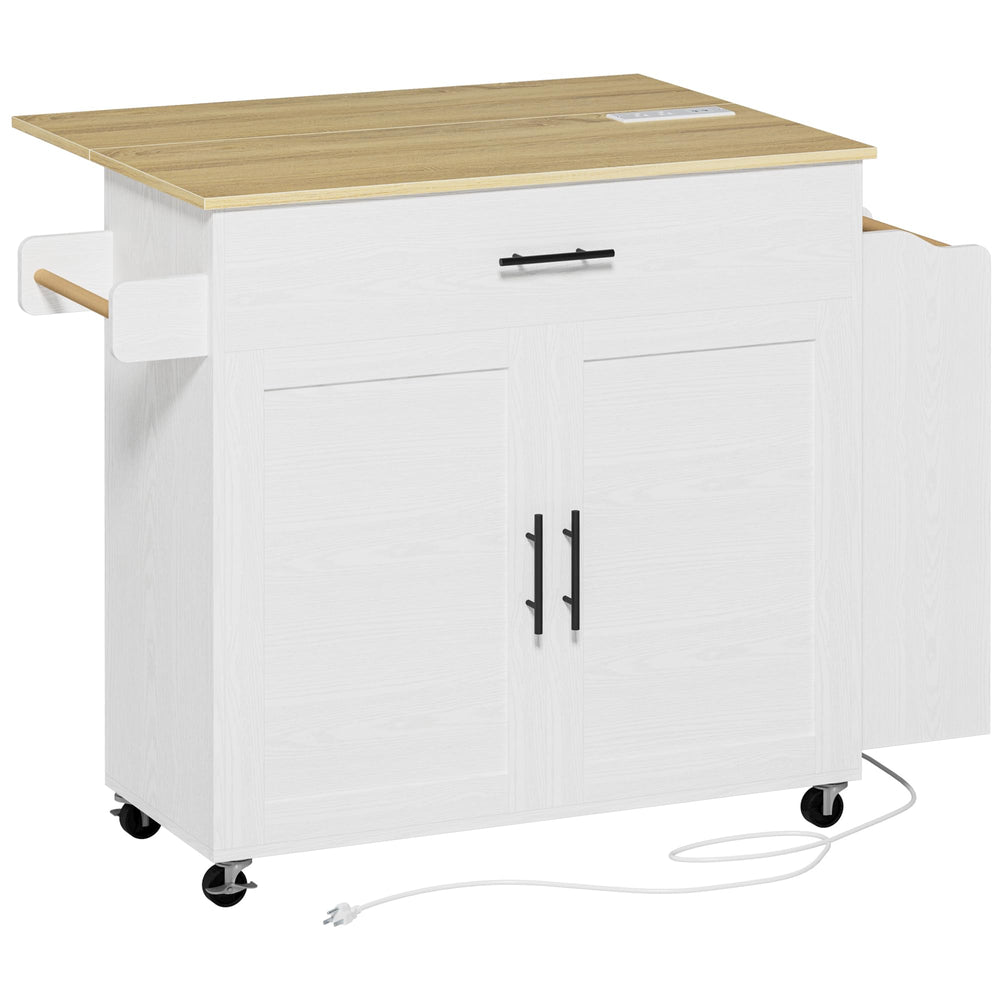 Rolling Kitchen Island with Drop Leaf & Storage