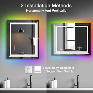 48"x40" LED Bathroom Mirror with RGB Backlit, Anti-Fog & Dimmer