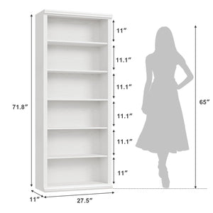 6-Tier Tall Bookcase with Wide Shelves – 27.5" W Freestanding Bookshelf