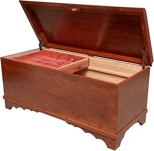 Amish Cedar Hope Chest with Waterfall Top & Storage Tray