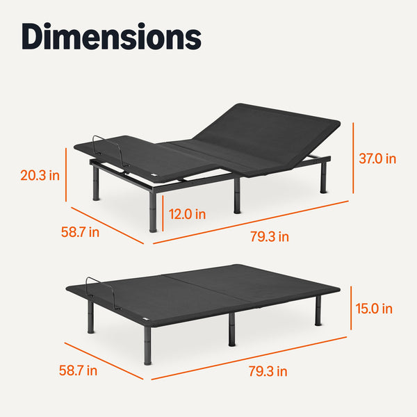 Adjustable Metal Platform Bed Base with Wireless Remote