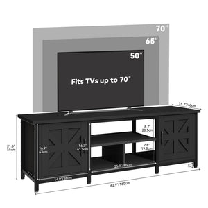 63-Inch TV Stand with LED Lights & Charging Station