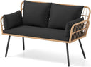 2-Seater Outdoor PE Rattan Loveseat Sofa with Cushions