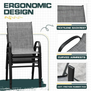 4-Pack Stackable Outdoor Patio Dining Chairs – Steel Frame & Textilene Fabric