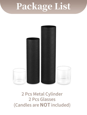 Tall Floor Candle Holders Set of 2 – Black Metal Hurricane Pillar Stands