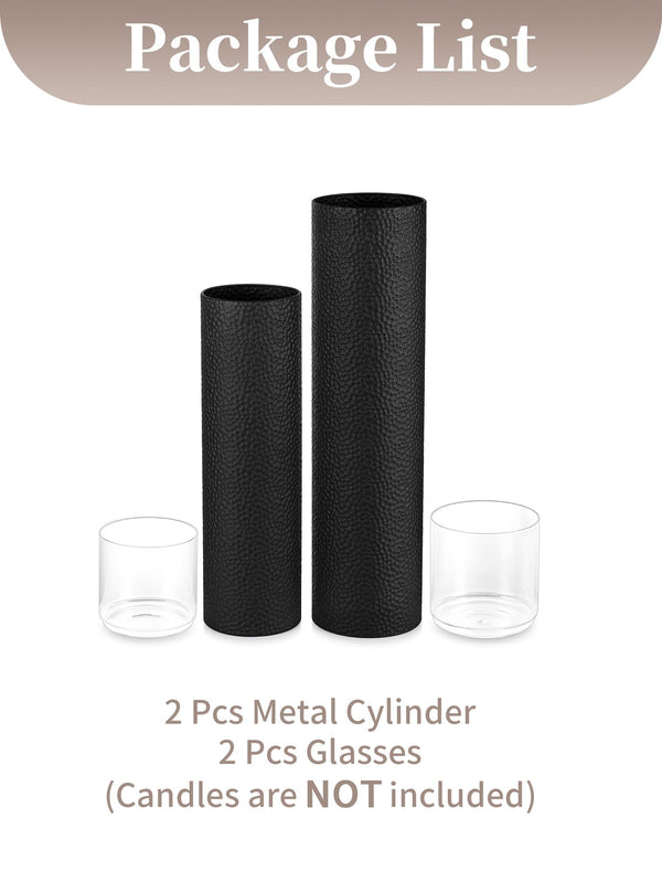Tall Floor Candle Holders Set of 2 – Black Metal Hurricane Pillar Stands