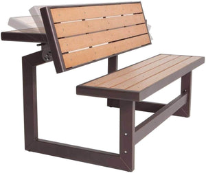Convertible Bench Table – Faux Wood, Weather-Resistant