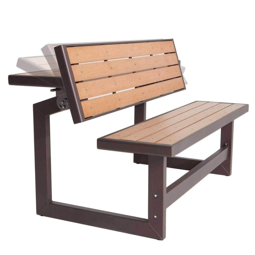 Convertible Bench Table – Faux Wood, Weather-Resistant