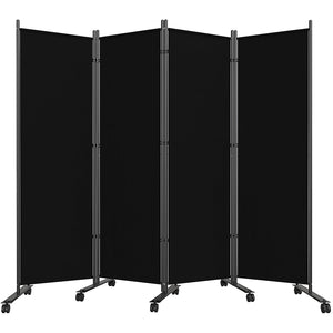 Folding Room Divider with Lockable Wheels & Privacy Screen