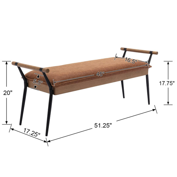Rectangle Ottoman Bench with Arms