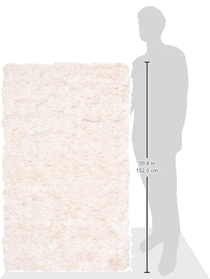 Ivory Handmade Shag Area Rug 3x5 – Soft Flowing Pile for Bedroom, Hallway & Entryway