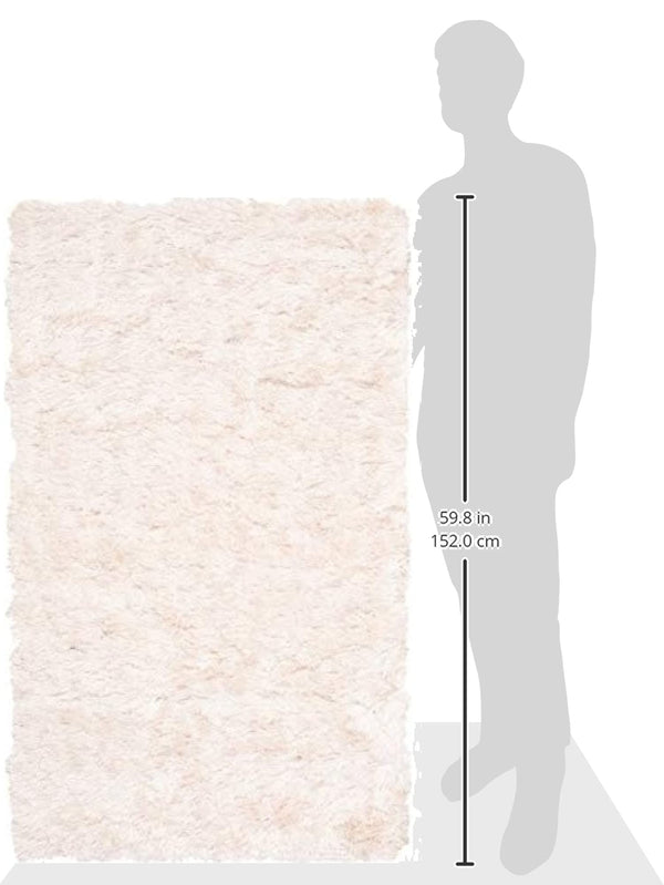 Ivory Handmade Shag Area Rug 3x5 – Soft Flowing Pile for Bedroom, Hallway & Entryway