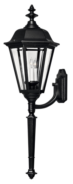 Traditional Black Outdoor Wall Lantern – Aluminum with Beveled Glass