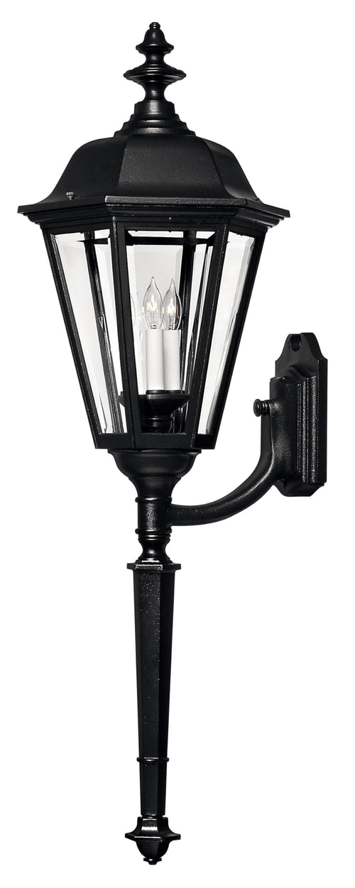 Traditional Black Outdoor Wall Lantern – Aluminum with Beveled Glass