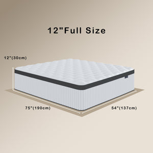 12-Inch Hybrid Memory Foam Mattress – Medium Firm, Pillow Top