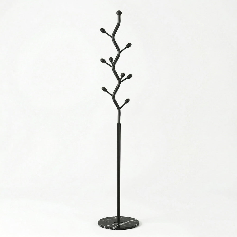 Tree Branch Coat Rack with Marble Base & 8 Hooks