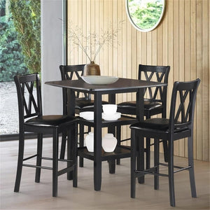 5-Piece Counter Height Dining Set – Solid Wood Table & 4 X-Back Chairs