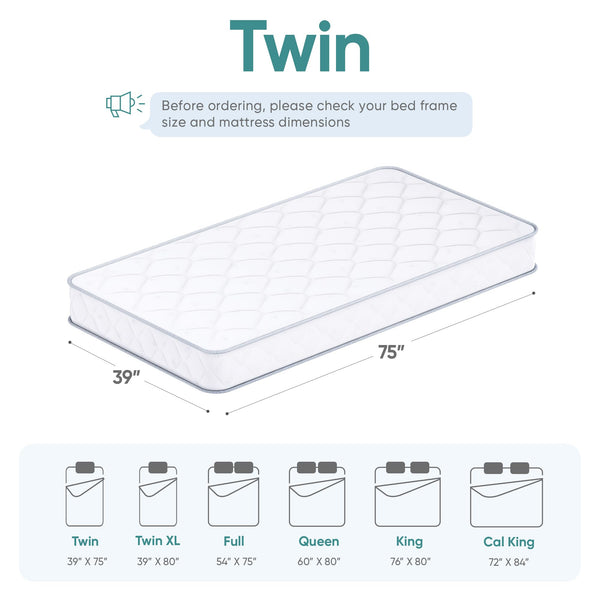 Hybrid Innerspring Mattress – Gel Memory Foam | Twin, Full, Queen, King | 8", 10", 12"