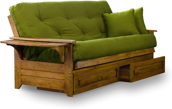 Solid Hardwood Futon Frame with Storage Drawers
