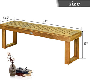 Acacia Wood Outdoor Bench with Slatted Seat