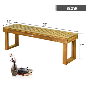 Acacia Wood Outdoor Bench with Slatted Seat