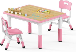 Kids Table & 2 Chairs Set – Height Adjustable, Graffiti Desktop, Multi-Activity, Ages 3–8