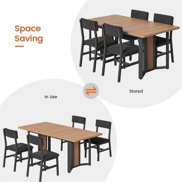 5-Piece Extendable Dining Table Set with Cushion Chairs