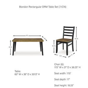 7-Piece Rectangular Dining Table Set with 6 Ladderback Chairs