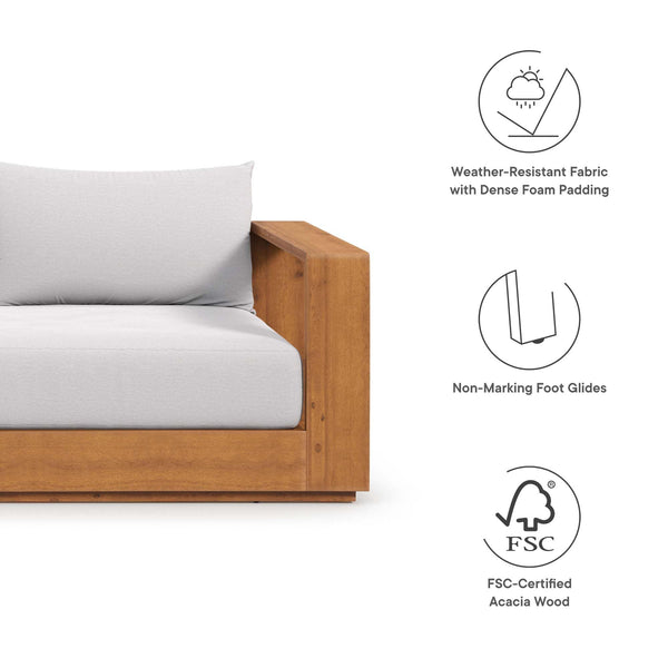 Acacia Wood Outdoor Patio Sofa – 3-Seat All-Weather Porch Couch