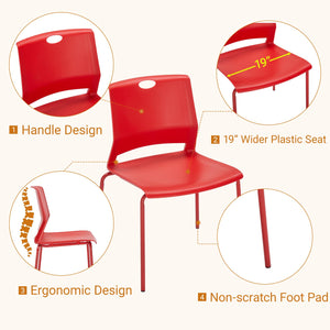 Stackable Chairs Set of 4 with Metal Frame