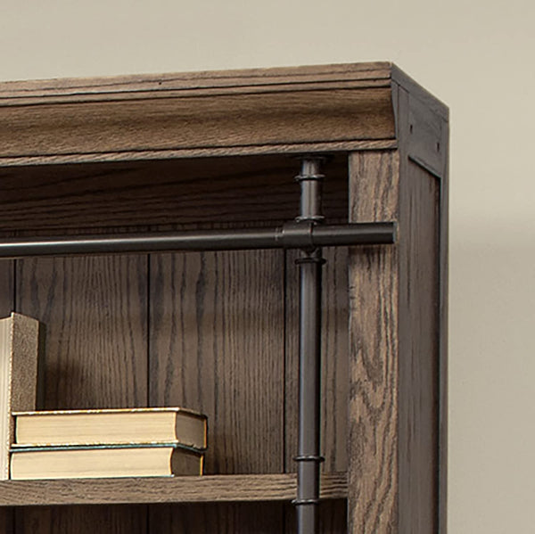 3-Piece Bookcase Wall with Ladder & 5 Adjustable Shelves – Wood & Steel Frame
