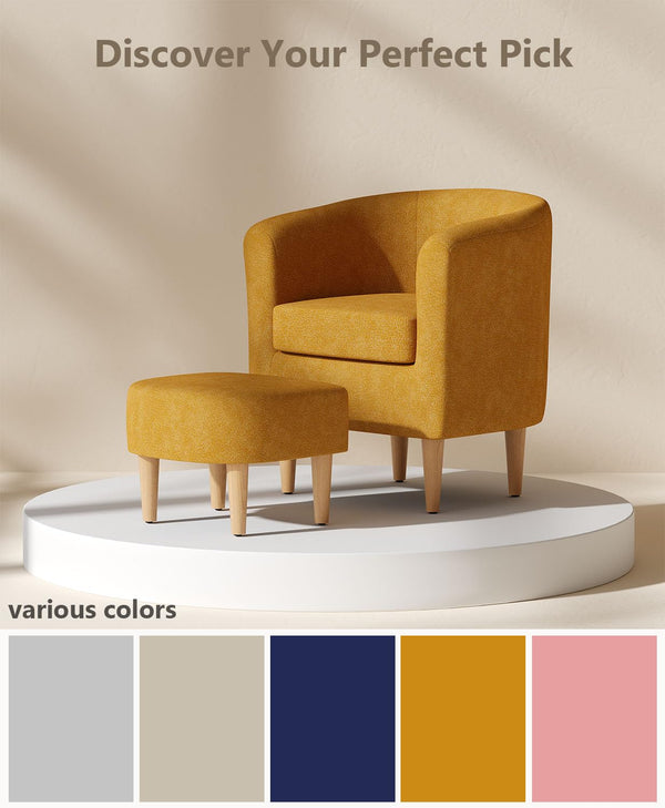 Barrel Accent Chair with Ottoman Set