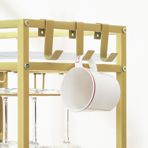 3-Tier Rolling Bar Cart with Wine Rack and Glass Holders