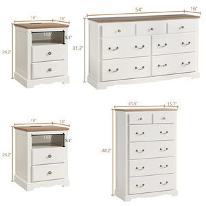 Farmhouse 4-Piece Bedroom Set with Dressers & Nightstands
