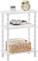 3-Tier Narrow End Table with Solid Wood Legs